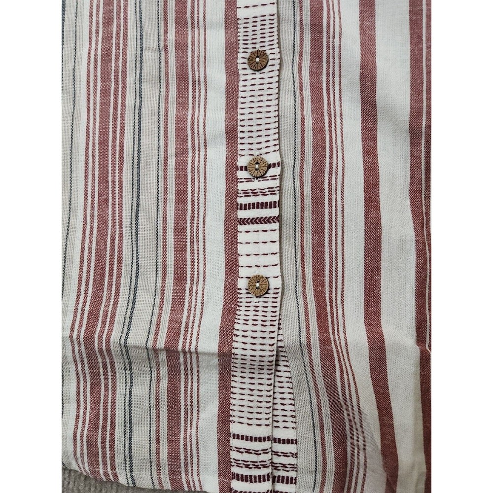 Soft Surroundings Beaded Tunic Womens M Repose Berry Stripe Linen Blend NEW - Picture 4 of 12